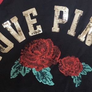 PINK Victoria's Secret Tops - PINK Rose Sequin Pullover Hoodie PINK Victoria's Secret Tops - PINK Rose Sequin Pullover Hoodie